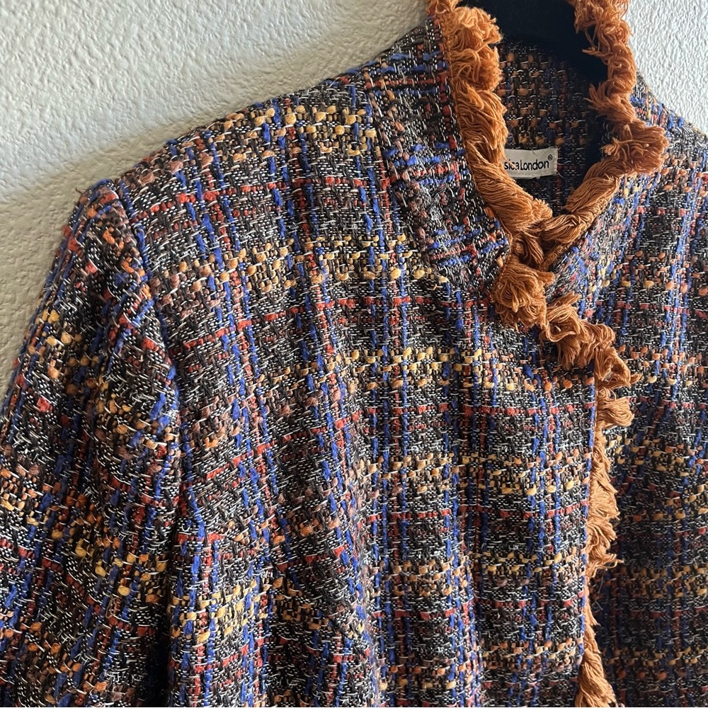 Jessica London Multicolor Tweed Blazer with Fringe - Picture 5 of 13
